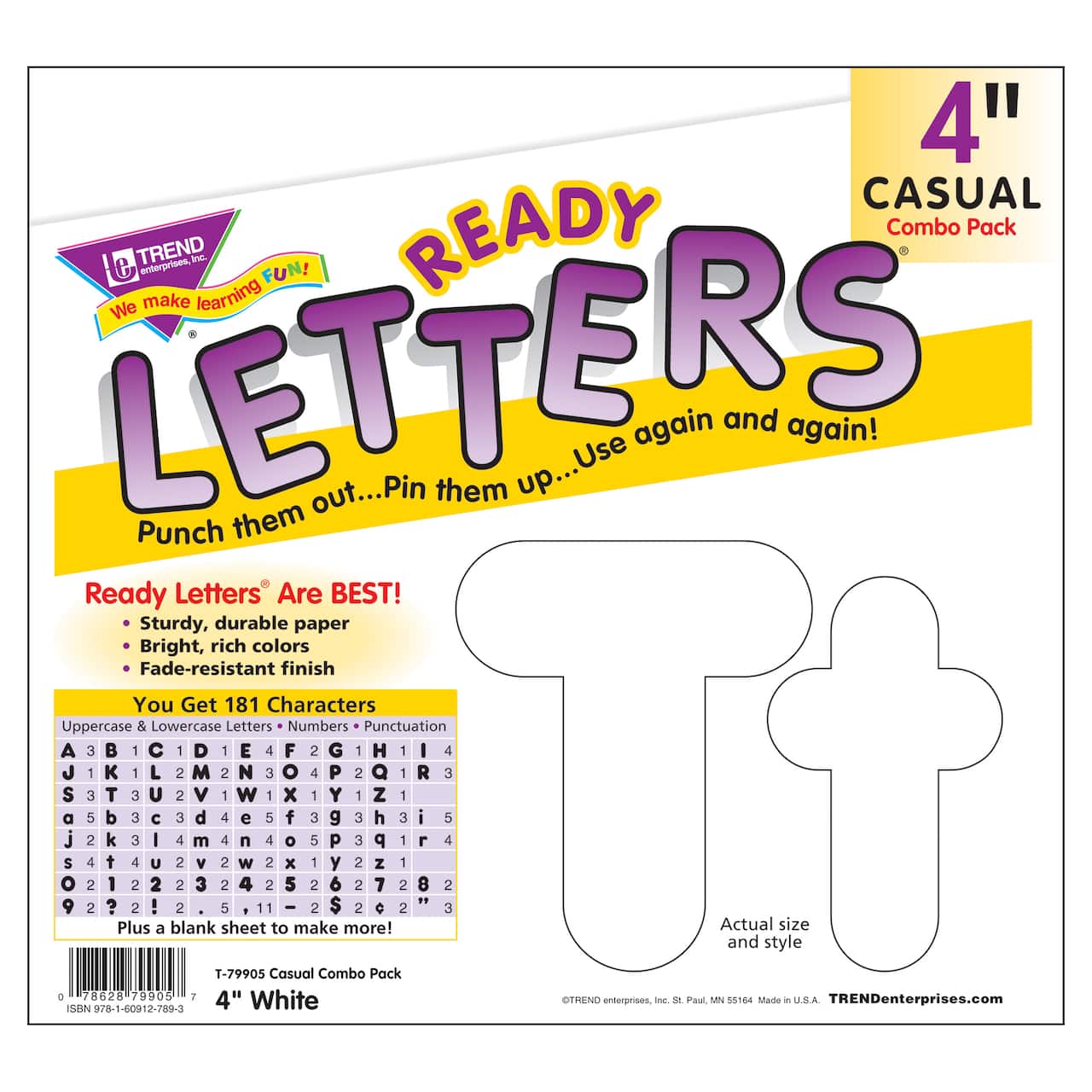 Trend Enterprises® 4" Casual Combination Ready Letters®, 6 Packs